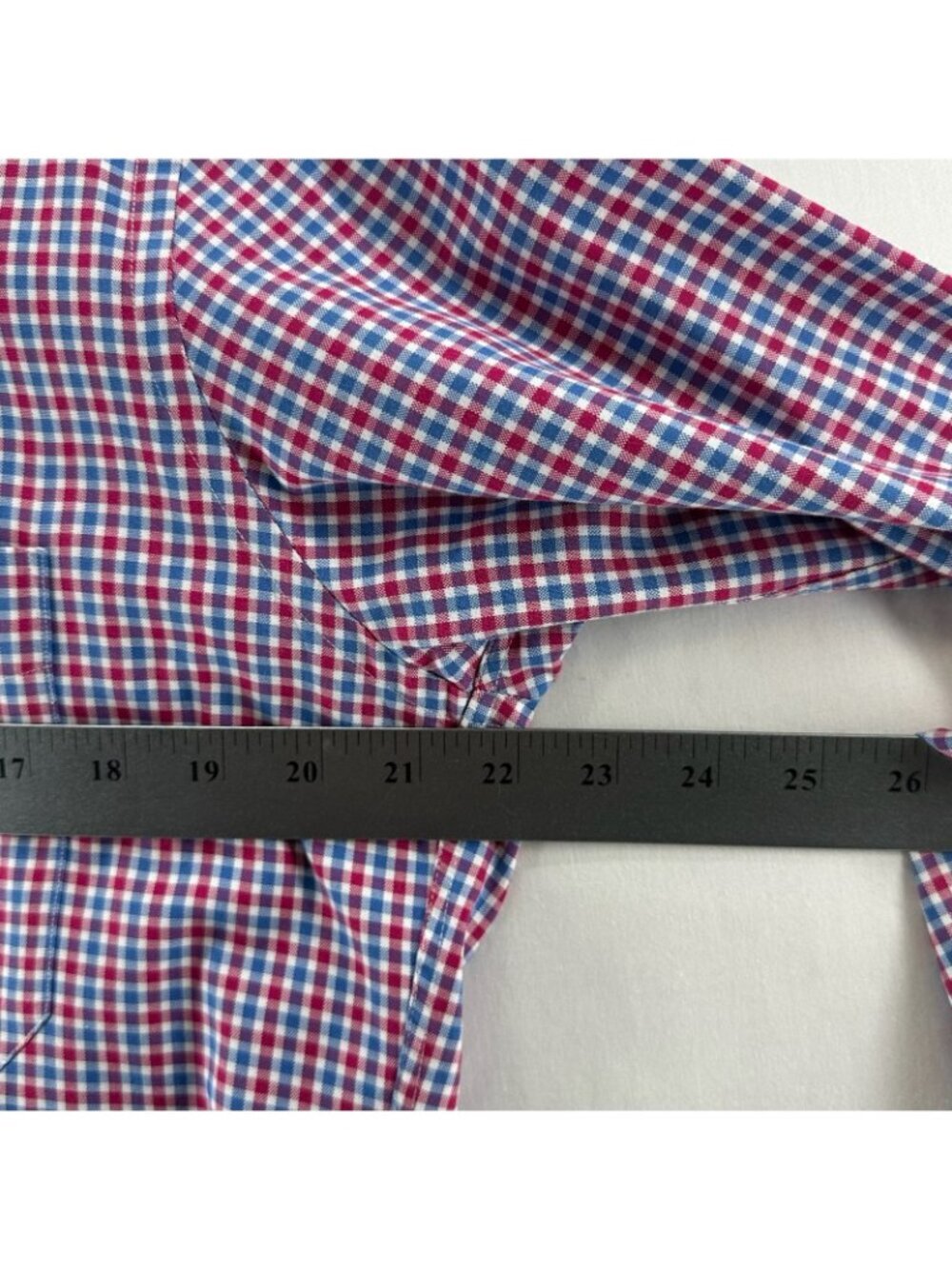 David Donahue Button Down Shirt Men M 100% Cotton Long Sleeve Gingham Red/ Blue - Picture 7 of 12